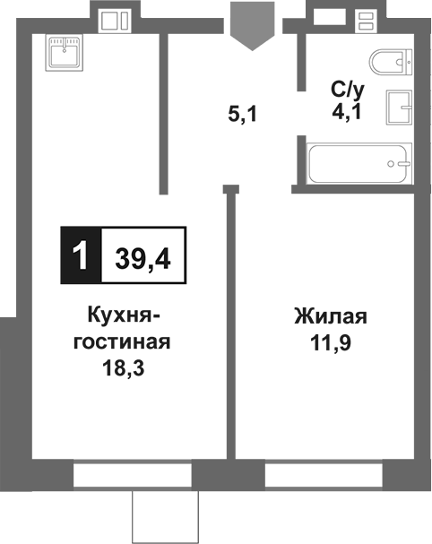 2-комн., 39.4 м², 9/9 этаж, ЖК «Лесная Отрада»