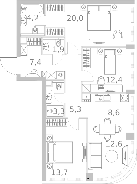 4+ комнаты, 89.4 м², 38/45 этаж, ЖК «Ривер Парк Кутузовский»