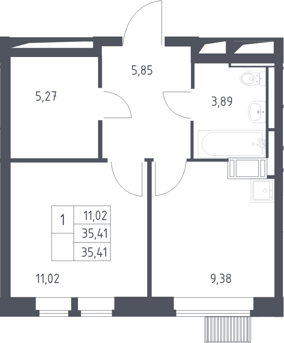 1-комн., 35.41 м², 5/16 этаж, ЖК «Большое Путилково»
