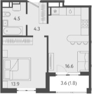2-комн. квартира, 38.2 м² в ЖК Все Свои VIP — фото 3