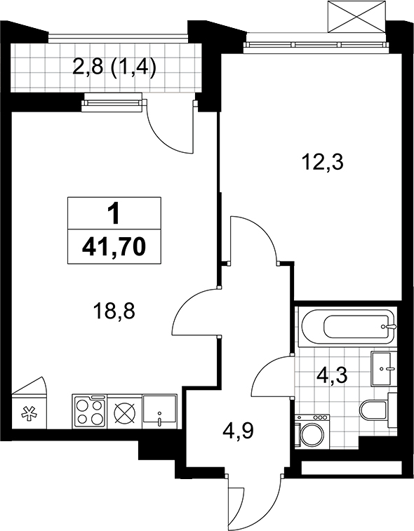 2-комн., 40.3 м², 8/11 этаж, ЖК «Деснаречье»