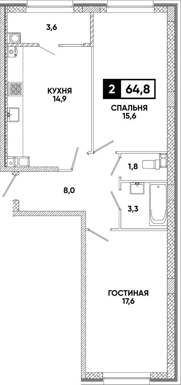 2-комн. Кварталы 17/77
