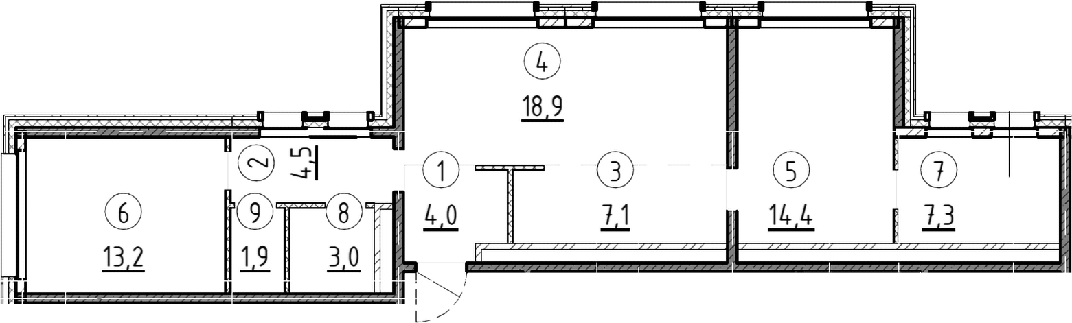 2-комн., 74.3 м², 18/21 этаж, ЖК «Дом А»