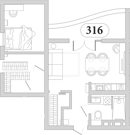 1-комн. квартира, 46.8 м² в ЖК Эден Ривьера — фото 2