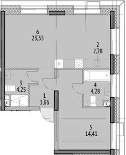 2-комн., 55.7 м², 7/21 этаж, ЖК «N'ICE LOFT»