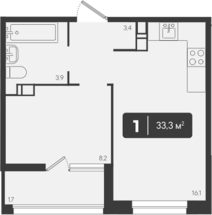 1-комн. квартира, 31.6 м² в ЖК Архитектор. ГК ЮгСтройИнвест — фото 2