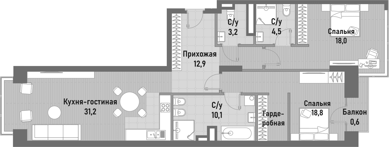 3-комн. Ренессанс