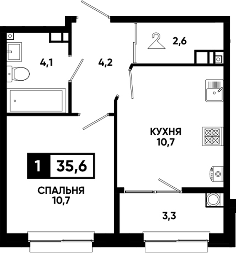 1-комн. Кварталы 17/77