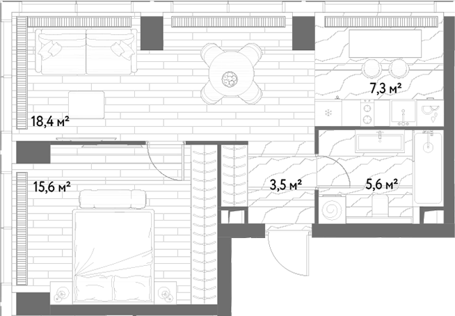 2-комн., 50.4 м², 8/48 этаж, ЖК «С5»
