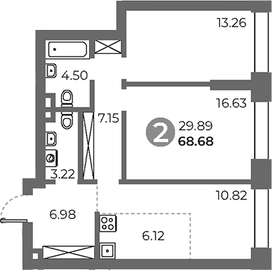 3-комн., 68.68 м², 15/24 этаж, ЖК «Павелецкая от Гранель»