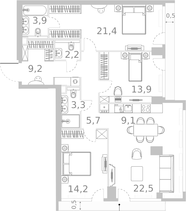 4+ комнаты, 105.4 м², 8/46 этаж, ЖК «Ривер Парк Кутузовский»
