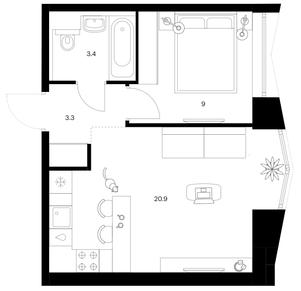 1-комн., 36.6 м², 12/32 этаж, ЖК «Бусиновский парк»