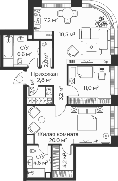 3-комн. Веер