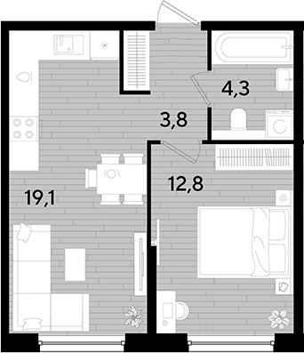 1-комн. квартира, 40 м² в ЖК DОГМА ПАРК — фото 2