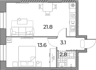2-комн., 41.3 м², 26/26 этаж, ЖК «ЗилАрт»
