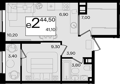2-комн. квартира, 41.1 м² в ЖК Патрики — фото 3