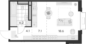 Студия, 36 м², 4/4 этаж, ЖК «Михалевич»