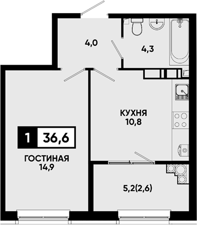 Продается 1-комн. квартира, 34 м²