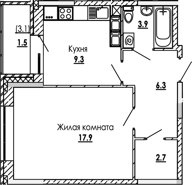 1-комн. Малиново