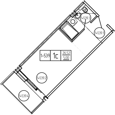 Студия квартира, 26.53 м² в ЖК Лучи — фото 2