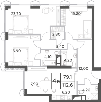 4+ комнаты, 112.6 м², 37/56 этаж, ЖК «Will Towers»