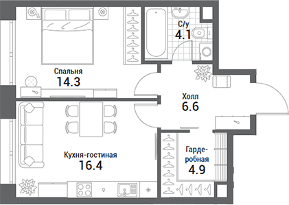 2-комн., 46.3 м², 21/35 этаж, ЖК «Нагатино Ай-Лэнд»