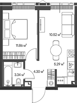 2-комн., 35.31 м², 31/47 этаж, ЖК «Джойс»