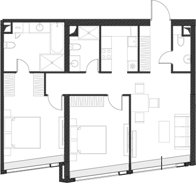 Студия, 83.42 м², 61/85 этаж, ЖК «Дом Дау»