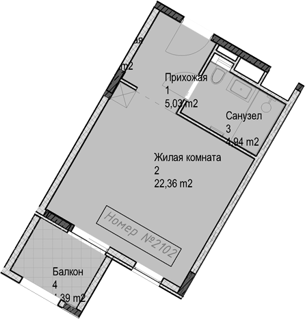 Студия квартира, 32.3 м² в ЖК Гостиничный комплекс Николай 1 — фото 2