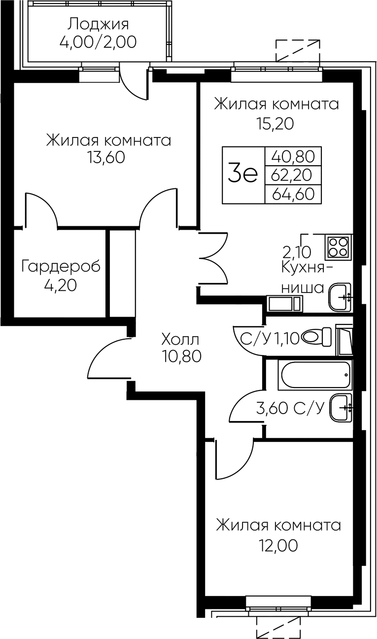 3-комн. Кашинцево