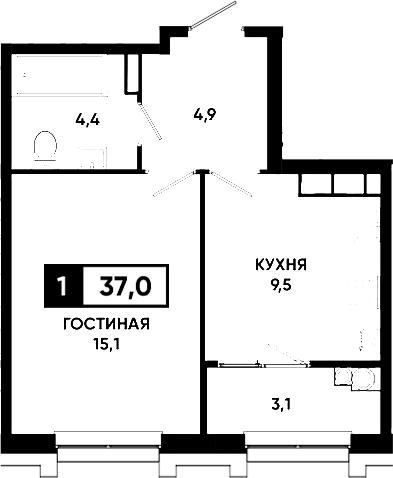 1-комн. Основа. ГК ЮгСтройИнвест. Ставропольский край