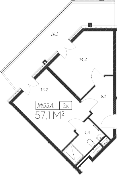 2-комн. квартира, 40.8 м² в ЖК Морелло — фото 2