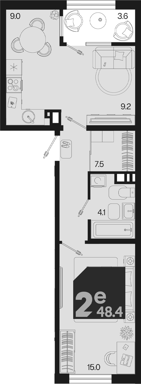 2-комн. квартира, 44.8 м² в ЖК Первое место — фото 2
