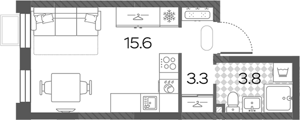 Студия, 22.7 м², 8/24 этаж, ЖК «Лучи»