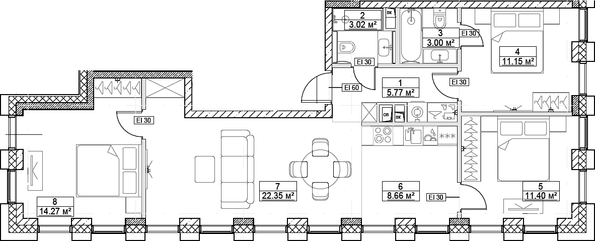 4+ комнаты, 79.62 м², 13/27 этаж, ЖК «Сити Бэй»