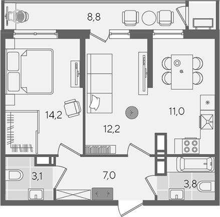 2-комн. квартира, 51.3 м² в ЖК Рекорд — фото 2