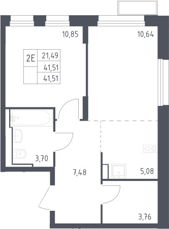 2-комн., 41.51 м², 15/24 этаж, ЖК «Квартал Строгино»