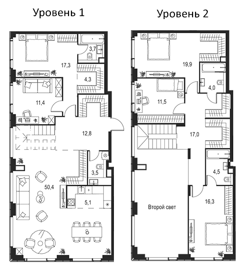 4+ комнаты, 183 м², 41/42 этаж, ЖК «Левел Мичуринский»
