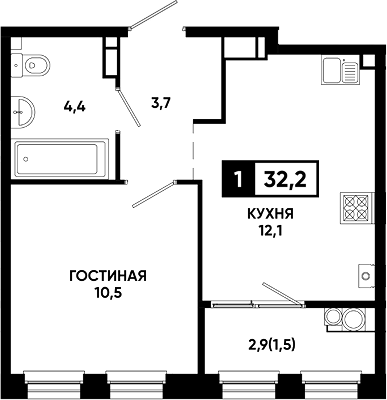 1-комн. Резиденция Софи