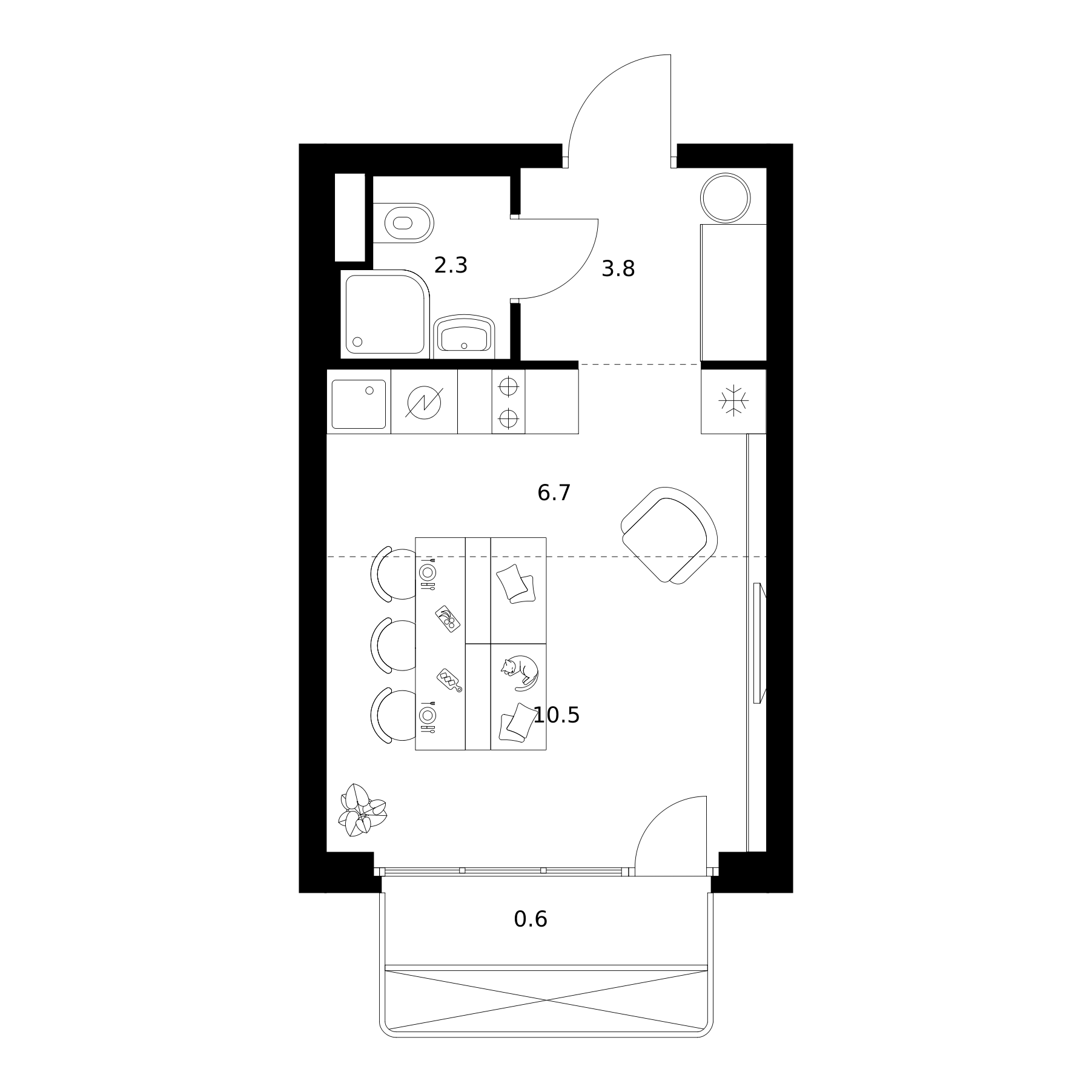 Студия, 23.3 м², 4/26 этаж, ЖК «2-й Иртышский»