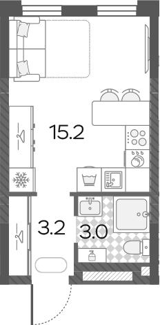 Студия, 21.4 м², 20/20 этаж, ЖК «Лучи»