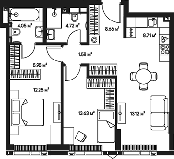 3-комн., 74.04 м², 23/57 этаж, ЖК «Джойс»