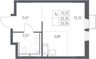Студия, 25.35 м², 18/25 этаж, ЖК «Большое Путилково»
