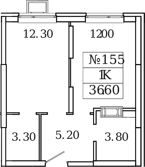 1-комн., 36.6 м², 20/20 этаж, ЖК «Видный Берег 2.0»