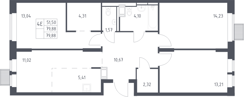 4+ комнаты, 79.88 м², 17/18 этаж, ЖК «Большое Путилково»