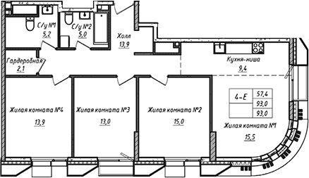 4-комн. УНО.Соколиная гора