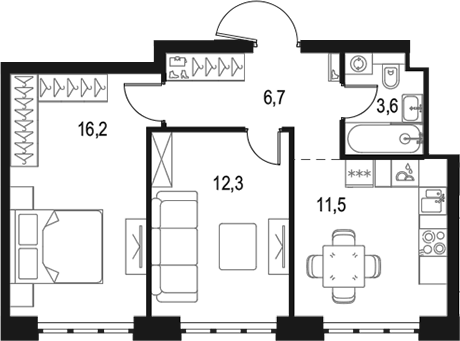 2-комн., 50.3 м², 24/50 этаж, ЖК «Левел Южнопортовая»