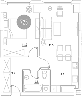2-комн., 50.4 м², 2/29 этаж, ЖК «ВЭРИ на Ботанической»