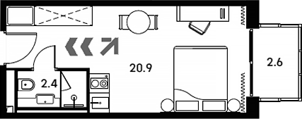 Студия, 23.3 м², 22/23 этаж, ЖК «Аквилон Сигнал»