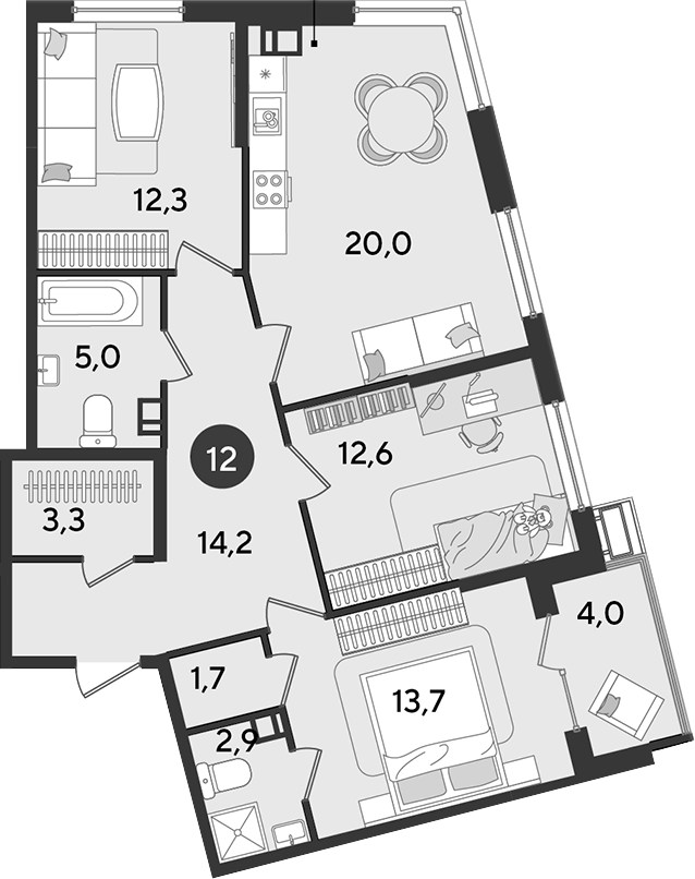 4-комн. квартира, 85.7 м² в ЖК Парк Победы — фото 2